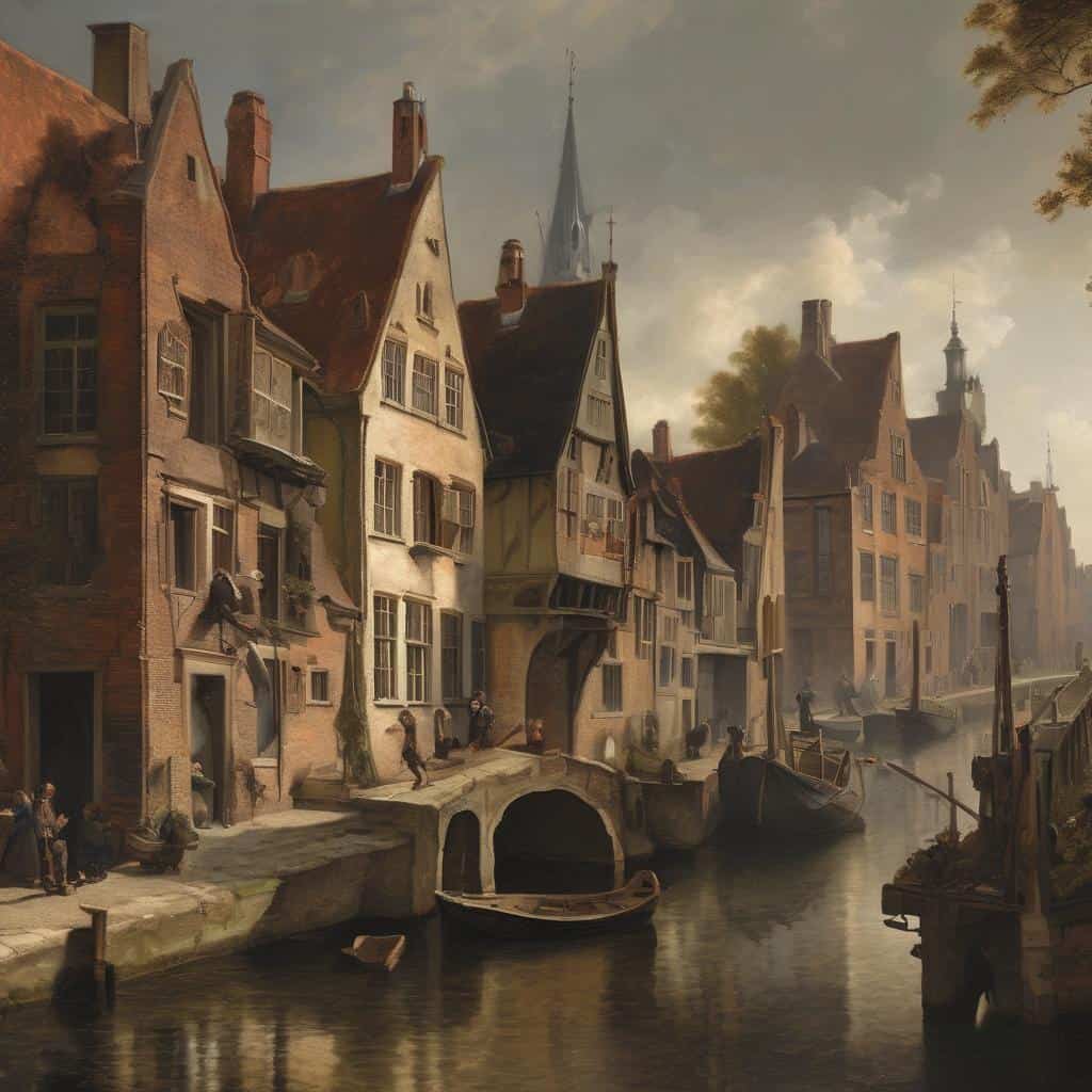 Παραδοσιακά ευρωπαϊκά κτίρια και κανάλι, επιρροές αρχιτεκτονικής και τέχνης από καλλιτέχνες.